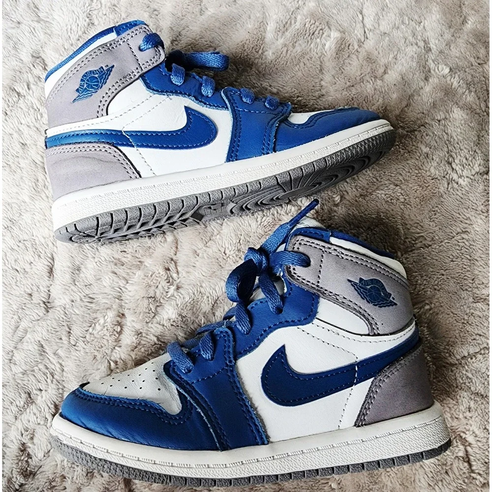 Nike Air Jordan 1 Retro High OG True Blue Toddler Shoes 9C